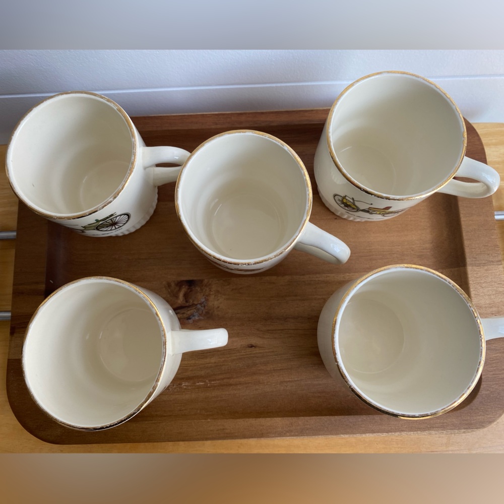 Ceramic Antique Car Mugs Vintage Stackable Set Of 5 Collectible Collector Item - Picture 10 of 15